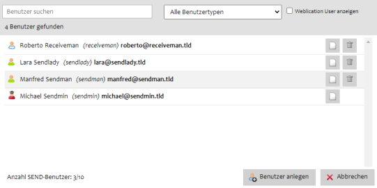 SEND - Benutzerverwaltung