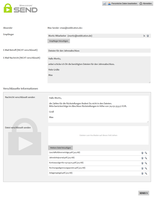 Weblication® SEND Formular